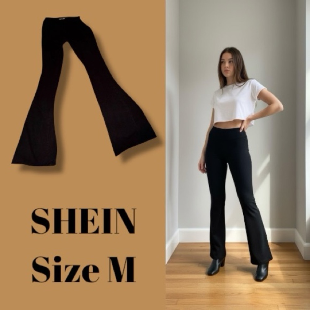 SHEIN Pants Black Activewear Flare Leggings Yoga Size Medium EUC 🍭 - Picture 11 of 13